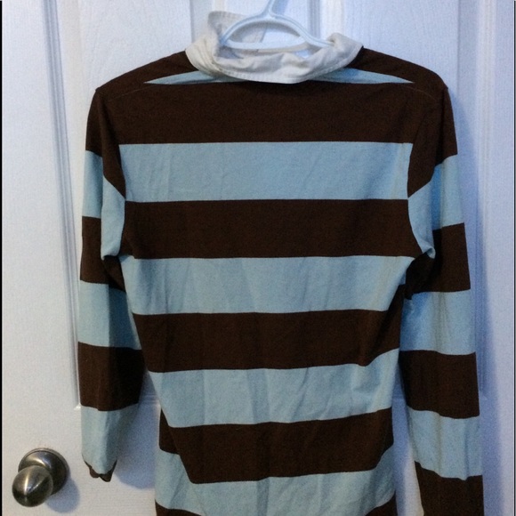 Lacoste Blue and Brown Striped Button - Picture 2 of 4